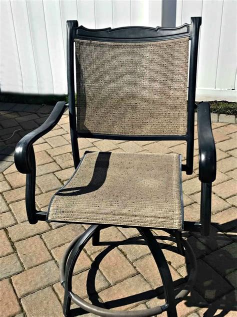 metal patio chair with fabric seat|replacing mesh on patio chair.